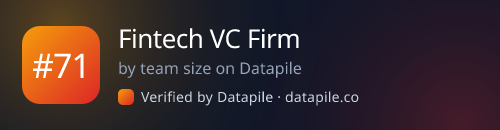 #71 Fintech VC Firm · by team size on Datapile